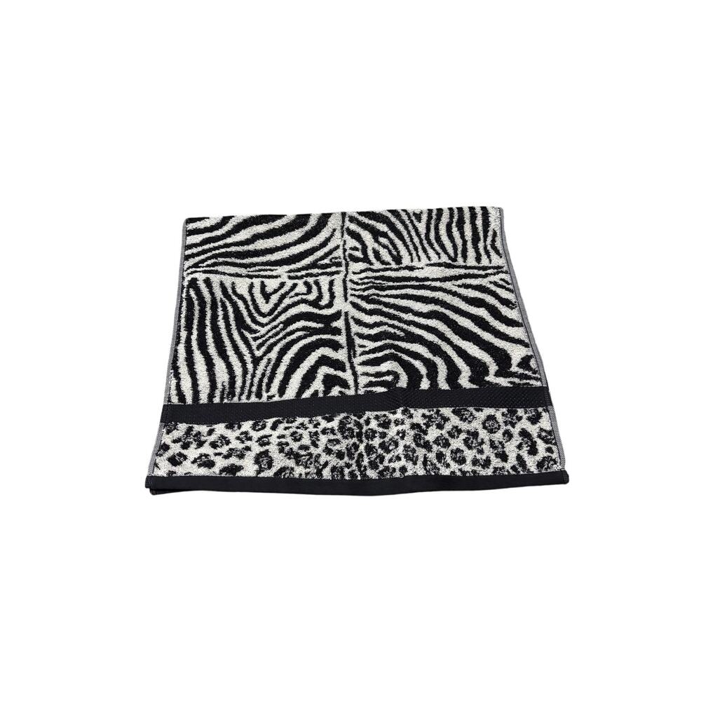 Spring maid black white animal print cotton bath and hand towel set nwt